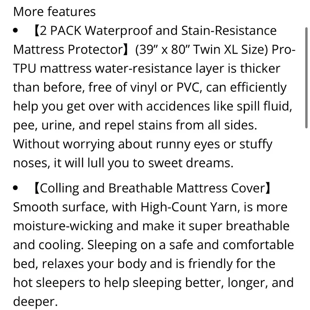 Premium Waterproof Mattress Protector - White 2-Pack